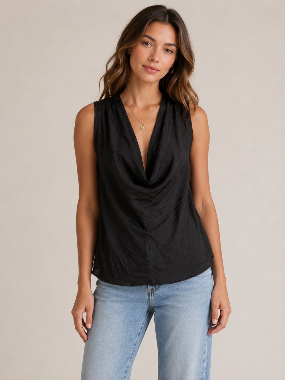 Matty M • NWOT black scoop neck blouse PTP 21”